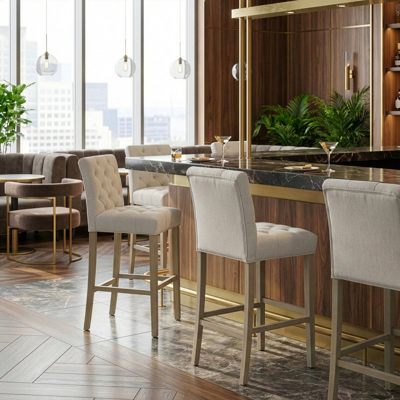 Tabouret de bar et de comptoir Allistance, Tabouret de bar (siège d'une hauteur de 29 po), Beige