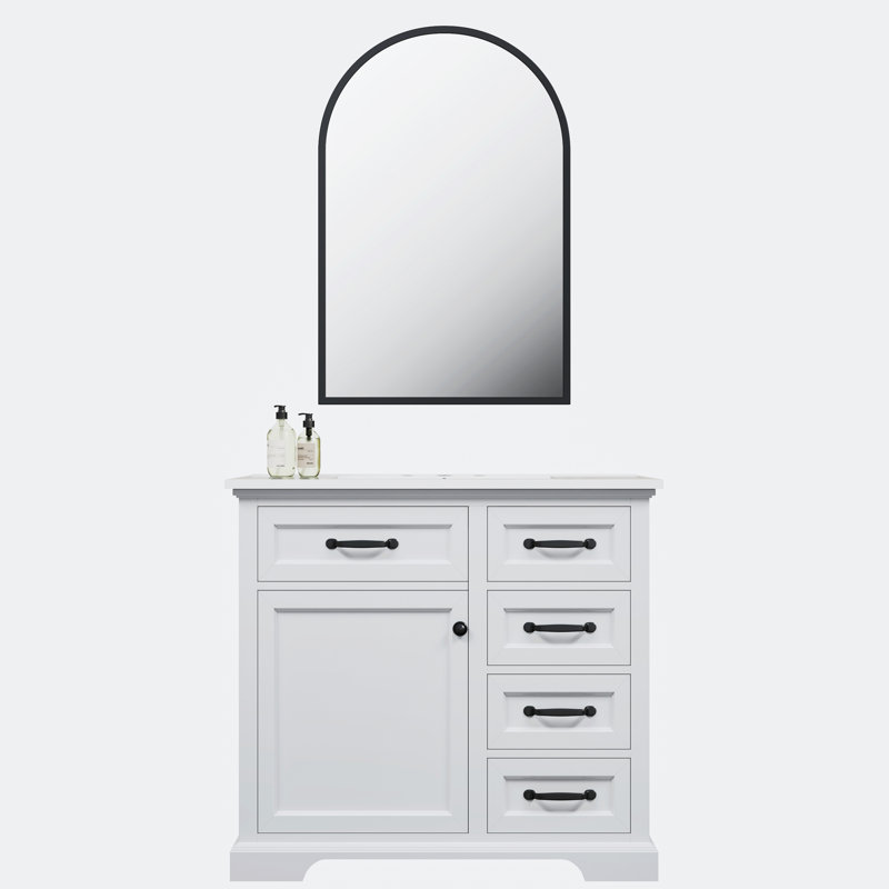 36" Bathroom Vanity With Mirror, White