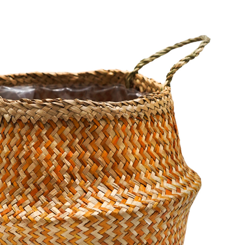 Seagrass Indoor Seagrass Lined Basket Planter, Amber