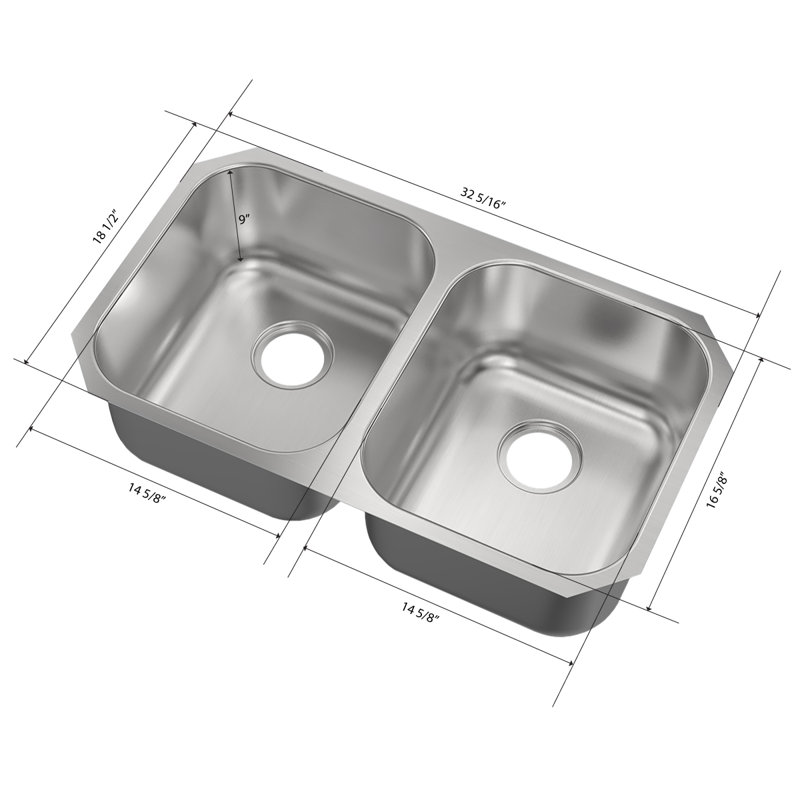 Undermount Double Bowl Stainless Steel Kitchen Sink
