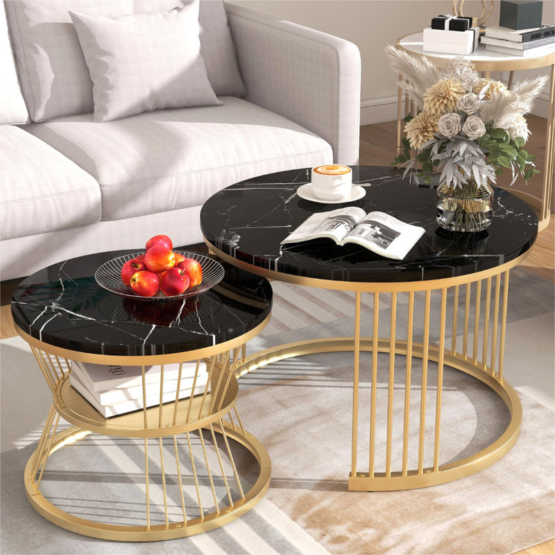 Frame Coffee Table with Storage, Black