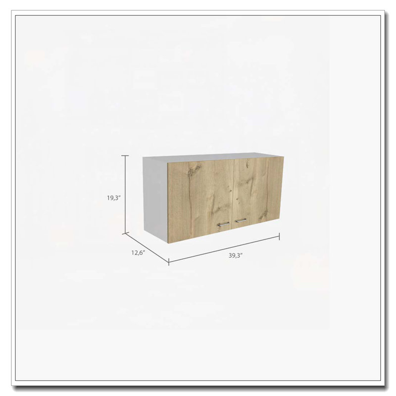 Armoire murale rectangulaire 2 portes blanche et chêne clair