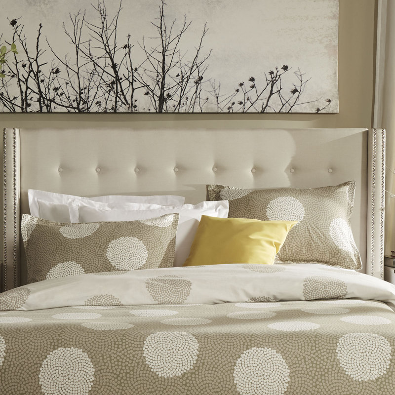 Kaster Upholstered Wingback Bed, Cream, Full