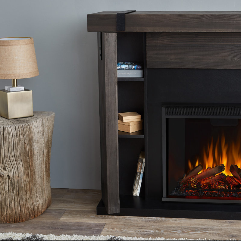 Gray Barnwood Electric Fireplace with Mantel