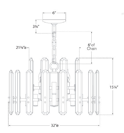 Bonnington 18 - Light Chandelier, Polished Nickel