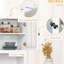Rangement de cuisine blanc avec garde-manger, porte encadrée en verre, tablettes réglables et espace pour micro-ondes pour la salle à manger. Peut contenir divers articles. Tablettes personnalisables. Décoration chic. Assuré