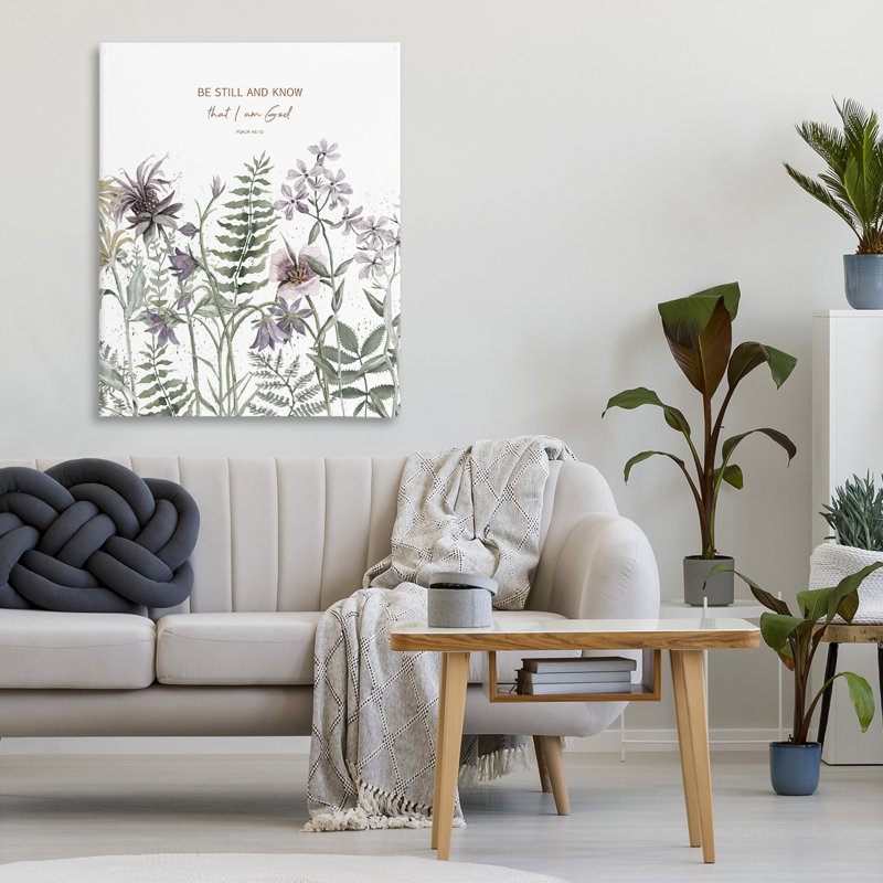 Toile botanique Be Still and Know, design par Cindy Jacobs, H 30 po x l 24 po