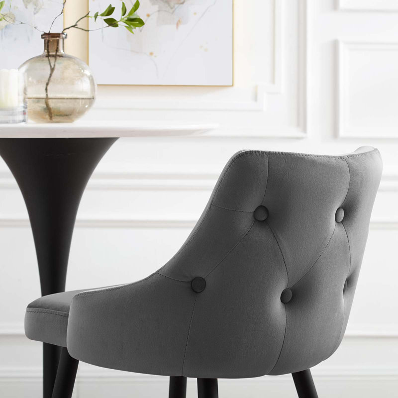 Tabouret de bar en velours Adorn Performance, Tabouret de bar (siège d'une hauteur de 29,5 po), Gris