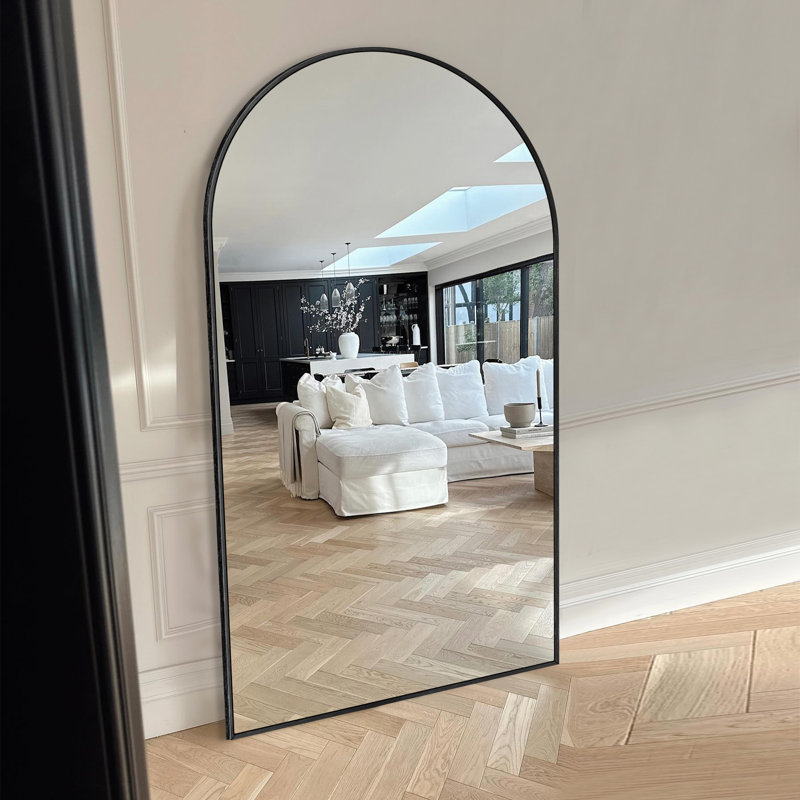 Large Arch Full Length Mirror with 3 Mounting Method, Black, 71" x 32"