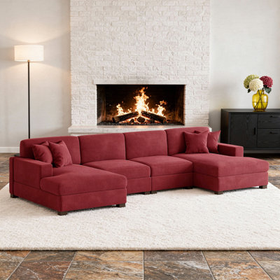 4-Piece Corduroy Sectional Sofa