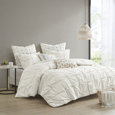 Housse de couette élastique en coton brodé pour très grand et très grand lit, look classique très grand / avec anneau à boutons brodés
