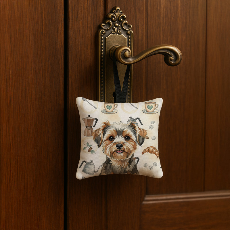 Ornement suspendu en tissu de café Yorkiepoo, Yorkiepoo