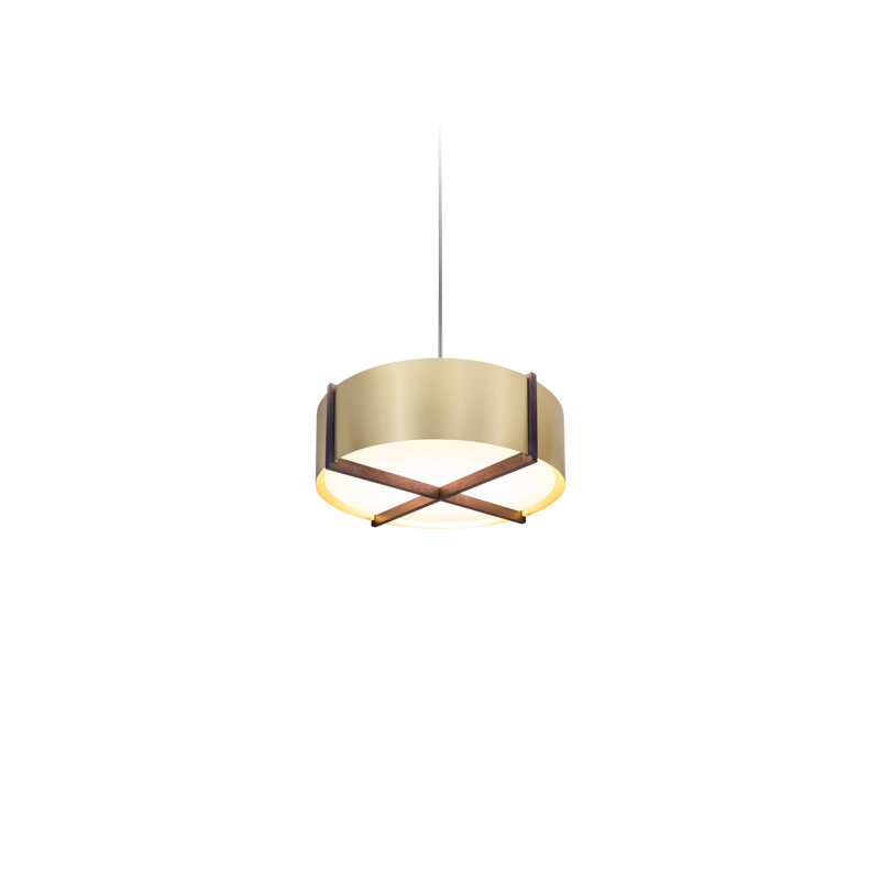 Plura 1 - Light LED Pendant, 3000, Brushed Brass, White Washed Oak