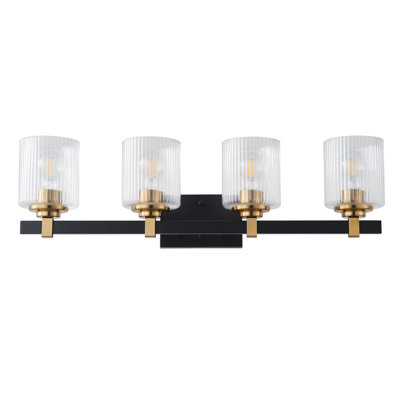 4-Light matte black dimmable glass wall lamp