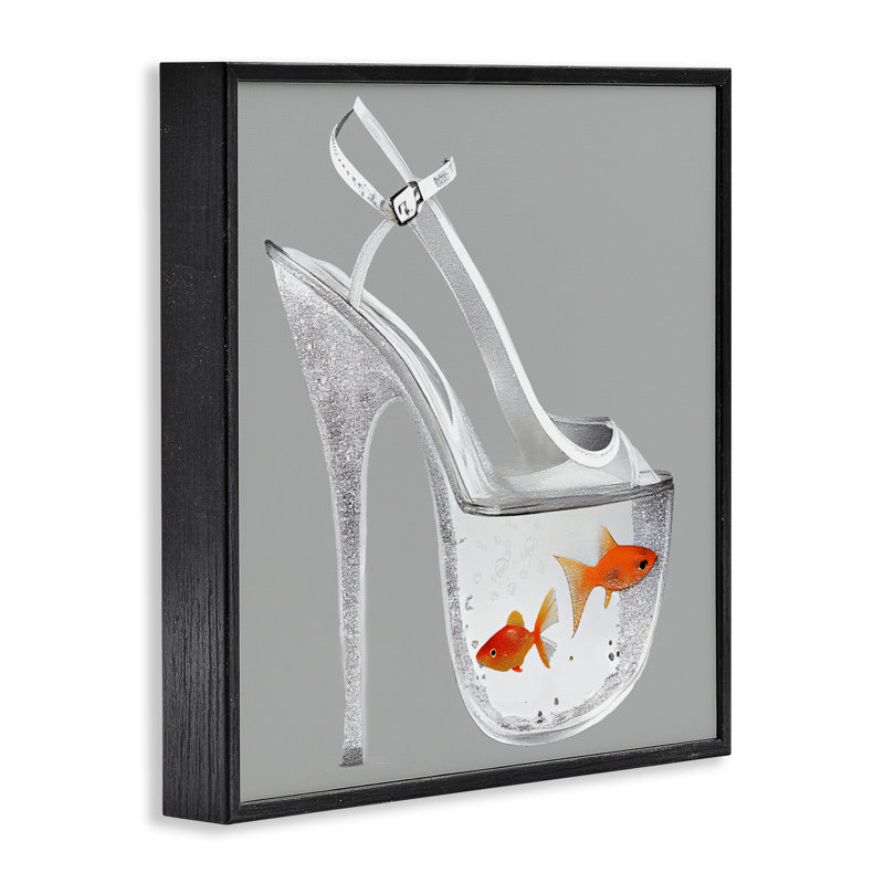 «Sparkle Fish Fashion Goldfish», estampe numérique, conception de Sasha, H 12 po x l 12 po, Giclée encadrée noir minuit