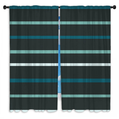 Rideaux de fenêtre à rayures bleues et grises et obscurcissant - 2 panneaux