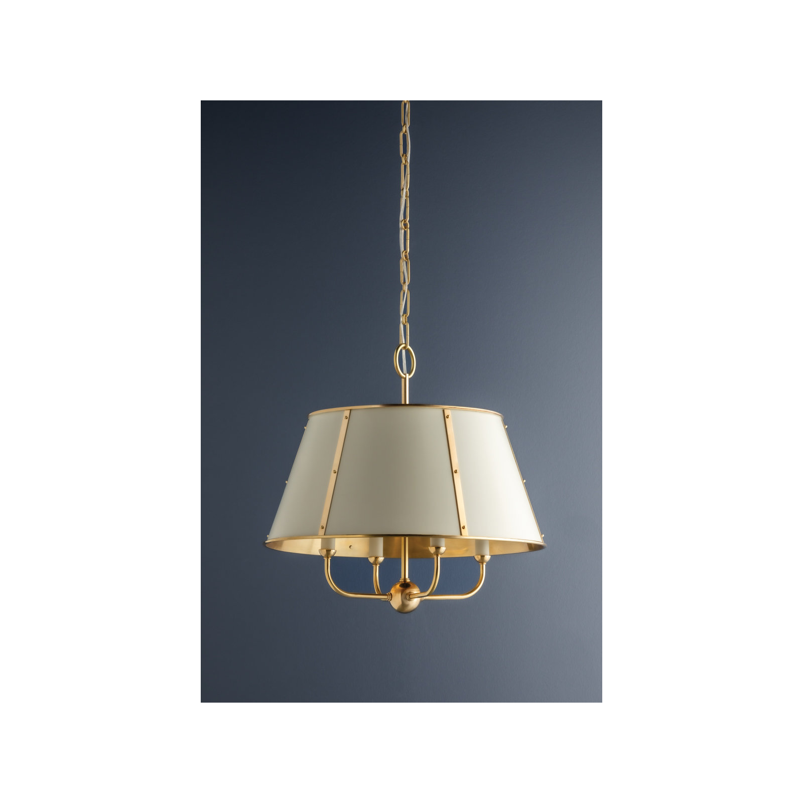 Cambridge 4 Light Chandelier by Mark D. Sikes for Hudson Valley Lighting, Aged Brass/Off White