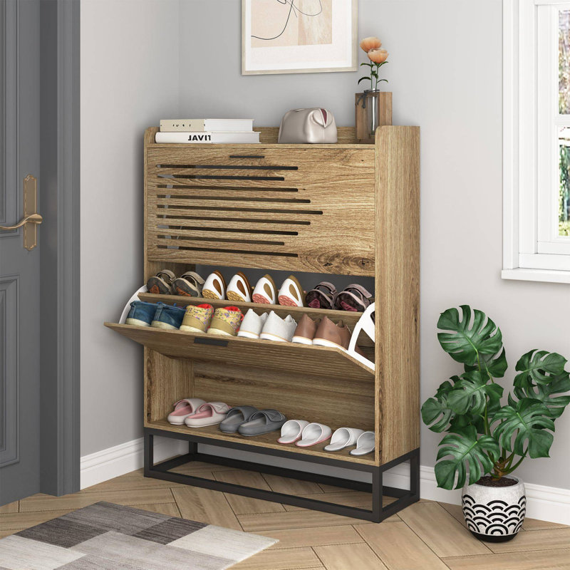 20 paires de rangement à chaussures rabattable, Brun