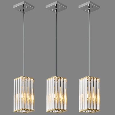 Luminaire suspendu rectangulaire moderne Llinos Mini lustres en cristal Luminaire suspendu réglable pour îlot de cuisine Salon