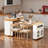 Rolling Kitchen Island With Extra-Long Folding Top, Drawers, Cabinets, Power Outlet And Lockable Wheels-1329051475