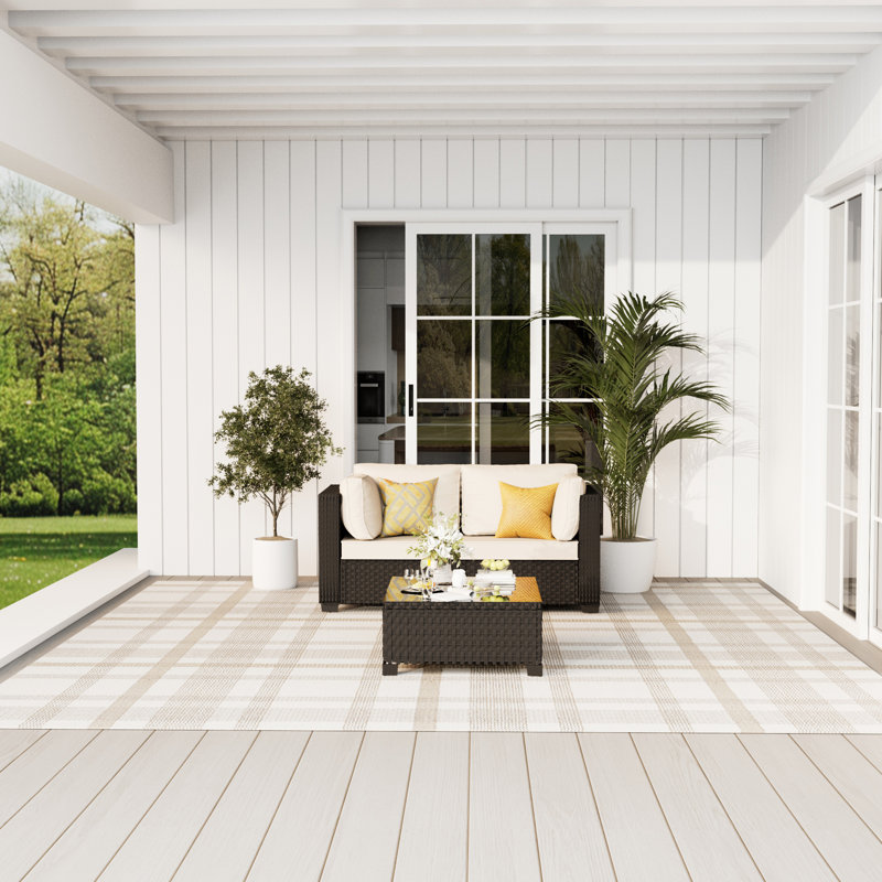 𝗡𝗼-𝗔𝘀𝘀𝗲𝗺𝗯𝗹𝘆 𝗖𝗵𝗮𝗶𝗿𝘀, Ensemble de conversation pour 2 personnes avec ensemble de conversation en osier pour l'extérieur