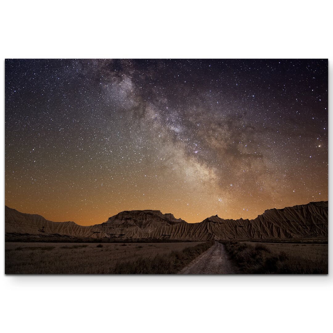 Leinwandbild Milchstraße über der Wüste von Bardenas - Spanien