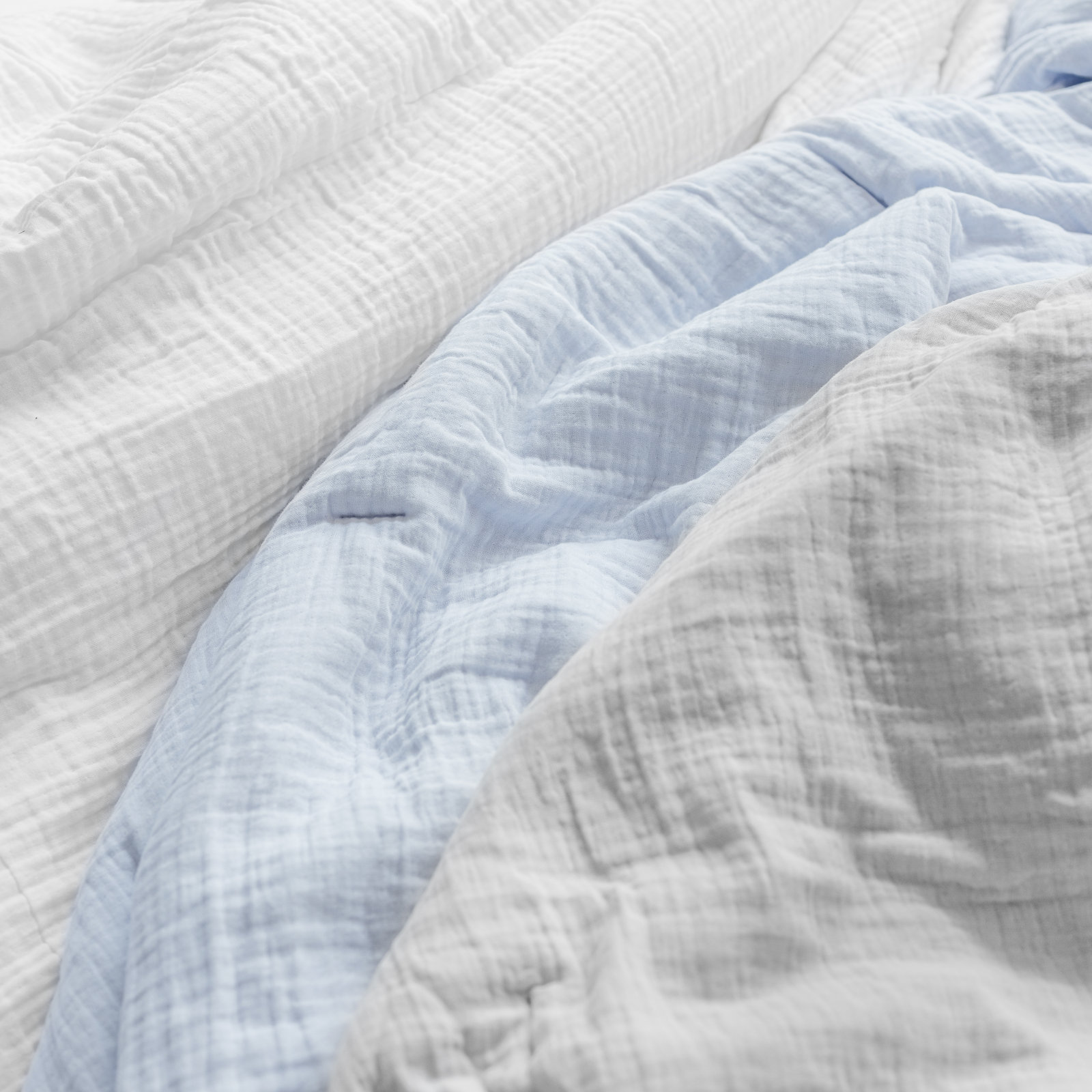 Alle Cotton Hand Woven Throw Blanket, Queen, Powder Blue