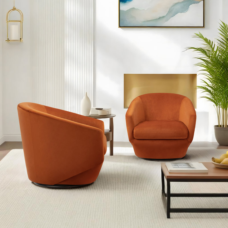 Fauteuil demi-tonneau pivotant rembourré Aunna