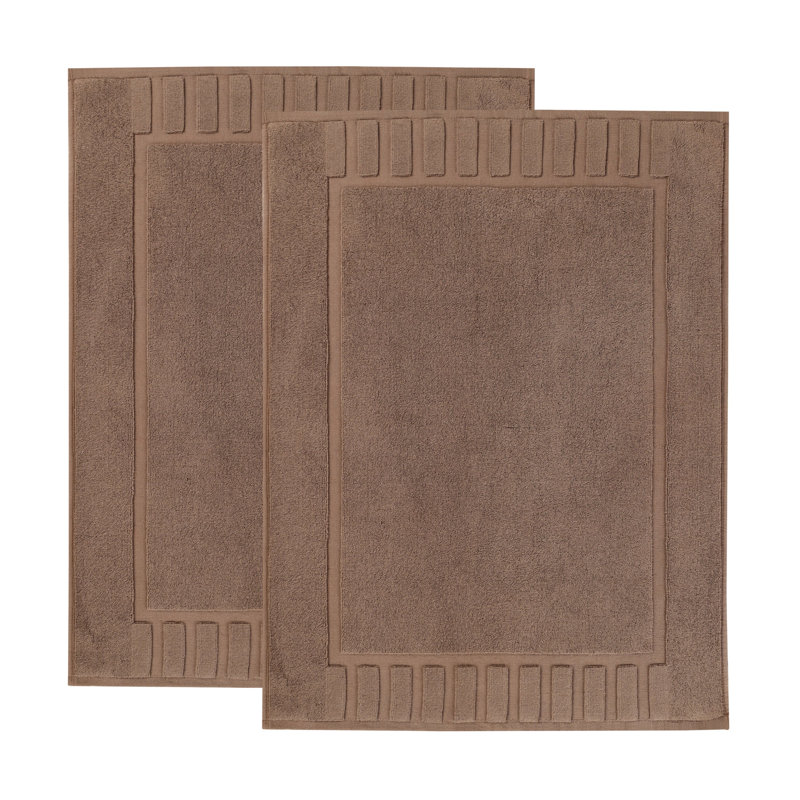 Pardue Cotton Geometric-Striped Reversible 2 Piece Bath Mat Set, Coffee, Geometric