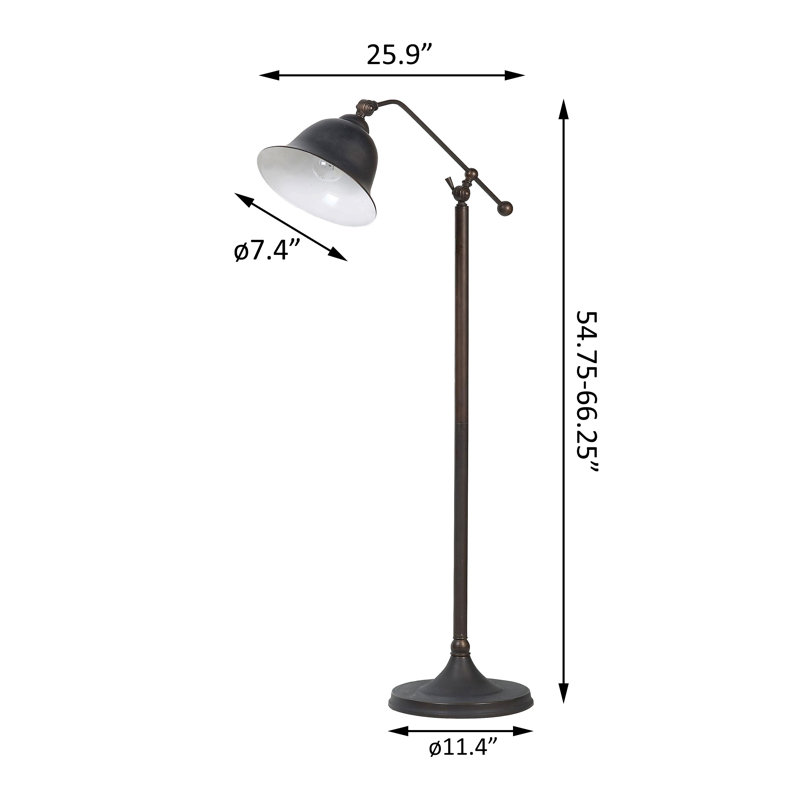 54-inch Bell Down Bridge Floor Lamp Dark Bronze