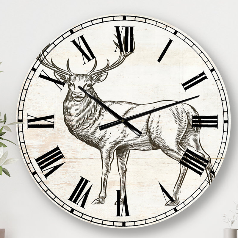 Horloge murale Deer Wild and Beautiful, Moyen, Noir