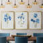 «Blue Blossom Botanical I», ensemble de 3 peintures sur toile encadrées-1397314980-1397314983