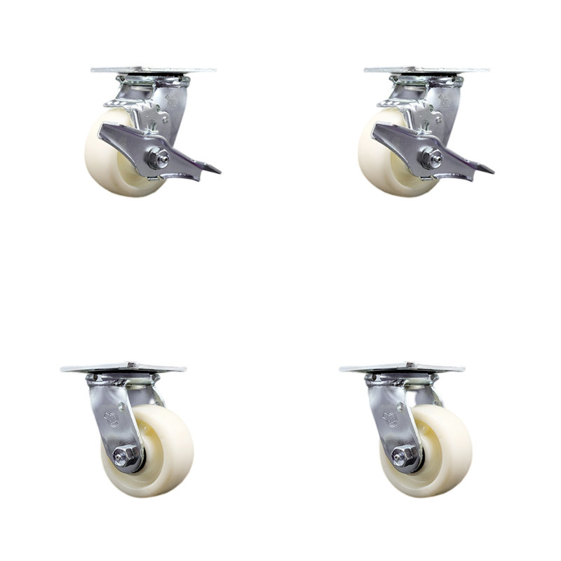 4 Piece Stainless Steel Nylon Caster Set