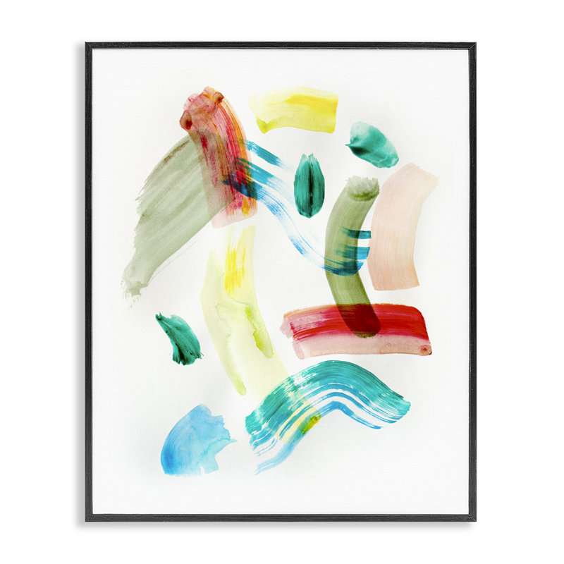 Giclée encadrée moderne, coups de pinceau, design par Gemma Bardot, H 14 po x l 11 po, Giclée encadrée noir minuit