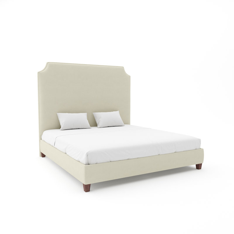 Caldwell Custom Upholstered Bed with 9" Rails, Twin, Posh Life Performance Velvet Linen, Rich Tobacco