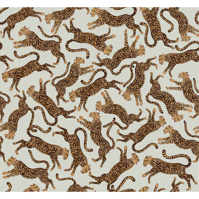 Ardmore 'Cheetah Kings' Velvet Fabric, Stone