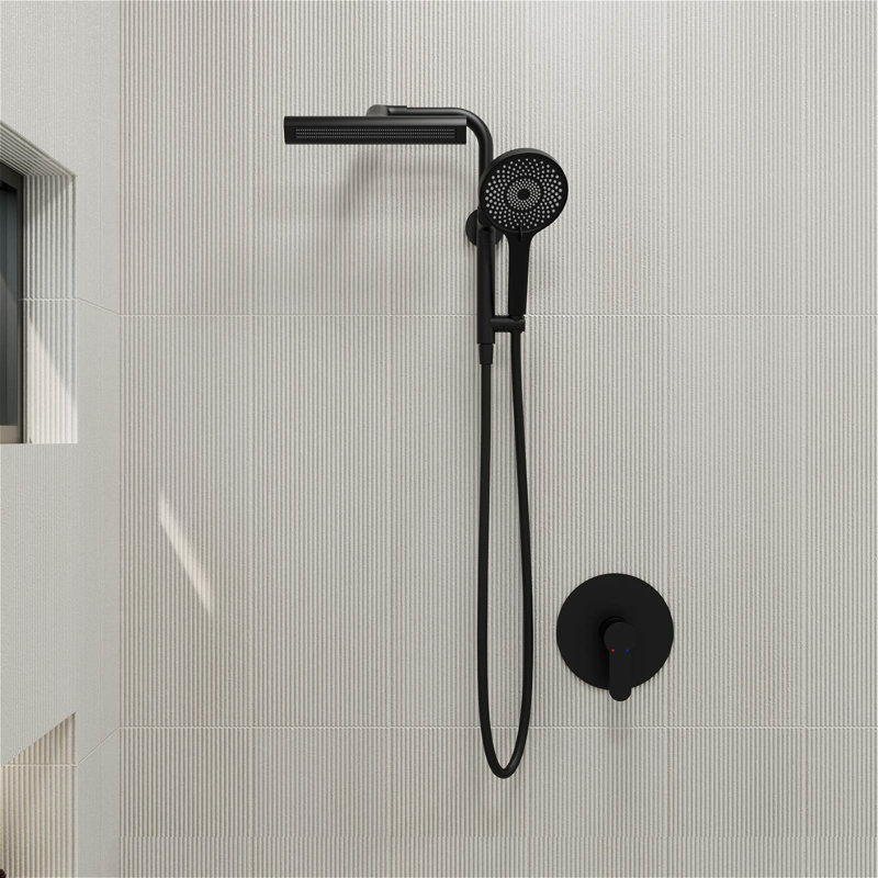Single Handle 6-Spray Shower Faucet 1.8 GPM With Flexible Handshower Head (Valve Included), Matte Black