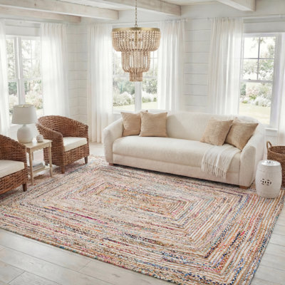 Tapis multicolore en coton tissé à plat à la main Herzig