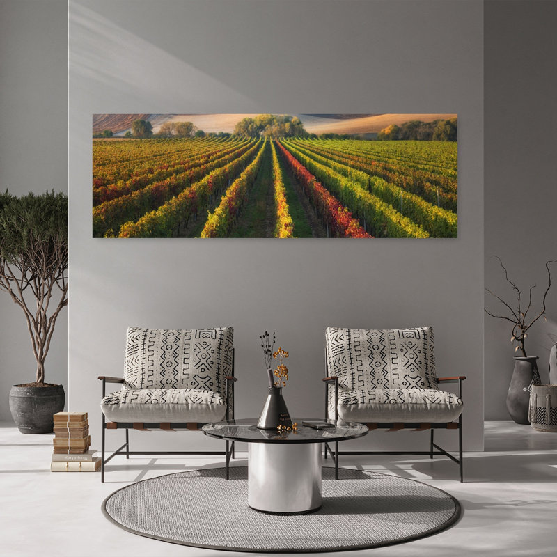 «Vibrant Autumn Vineyard Colorful Peaceful Tranquil Autumn Landscape», art mural, H 20 po x l 60 po