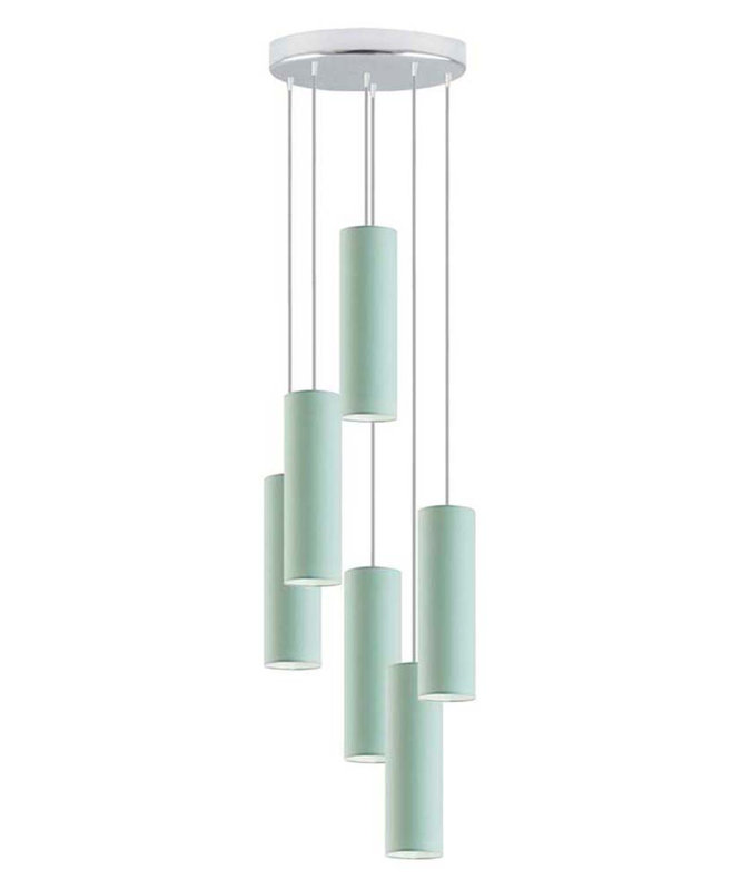 Denegal 6 - Light Cluster Pendant, Mint Green, Silver