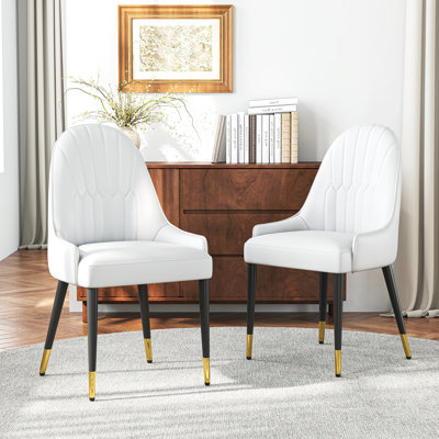Modern Pu Leather Padded Dining Chairs, High Back Ergonomic Accent Chairs Set Of 6 For Dining Room, Kitchen, Living Room