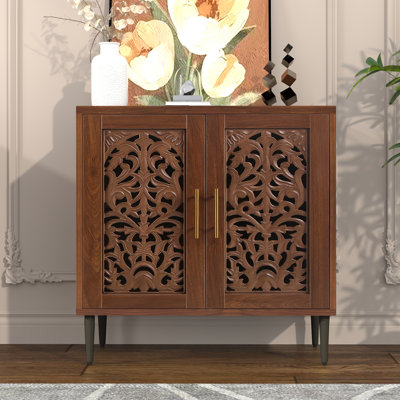 31.4"Carved Buffet Sideboard Cabinet, Brown