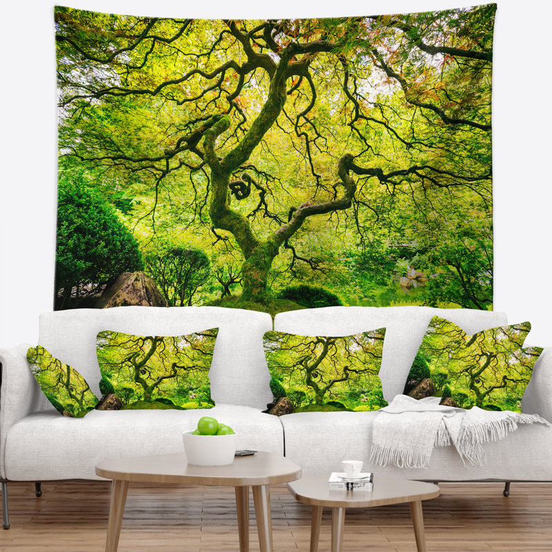 Photographie incroyable tapisserie d'arbre vert, H 68 po x l 80 po