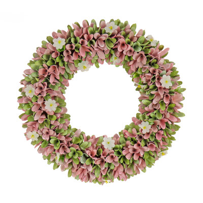 Couronne de fleurs rose printanière 18 po The Holiday Aisle®