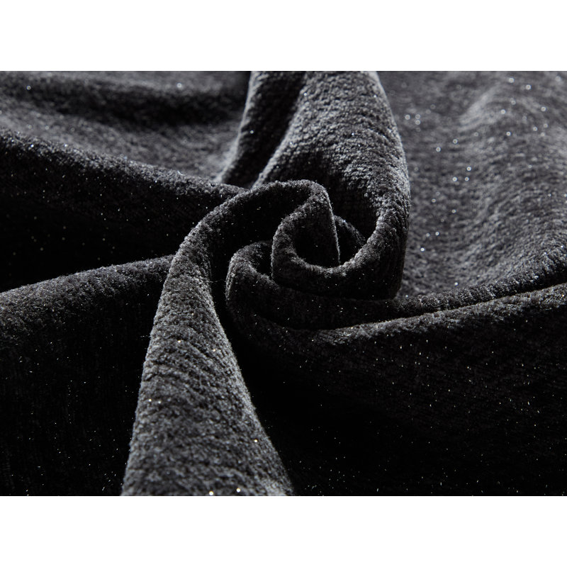 Chenille Chaise With 2 Pillows, Black