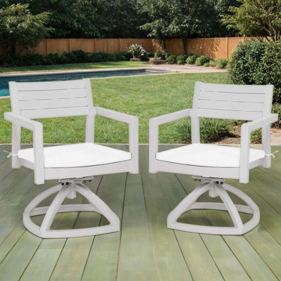 Chaise berçante pivotante en aluminium pour l'extérieur avec coussins en tissu Sunbrella