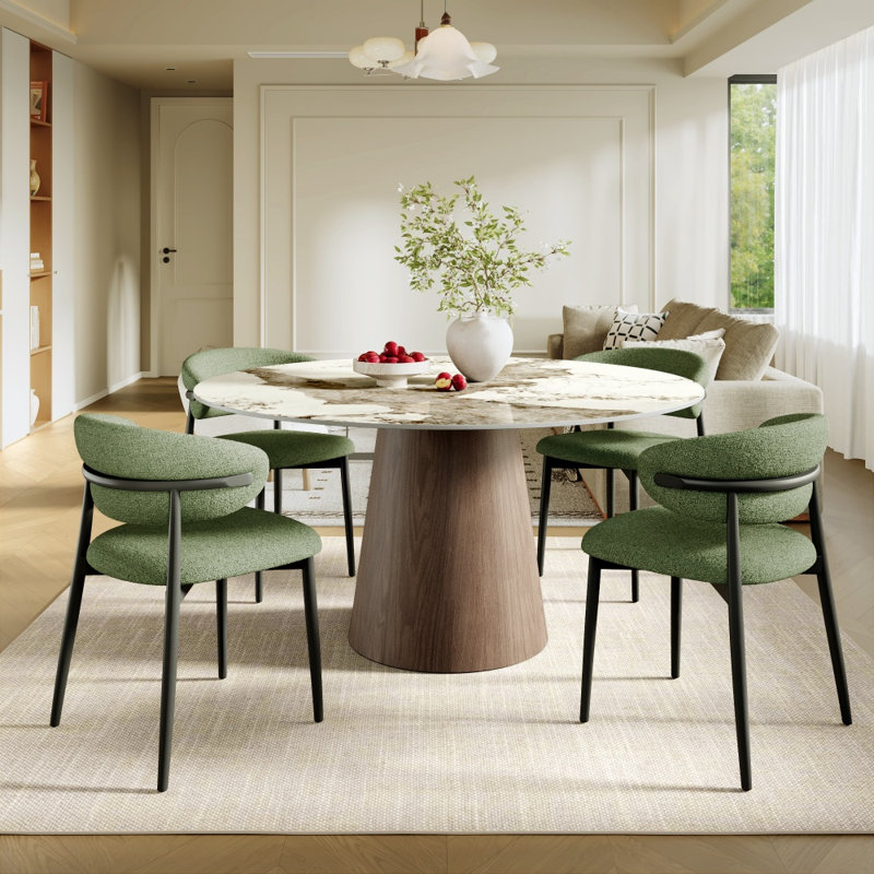 Table ronde sur piédestal pour 8 personnes Bobrow, H 29,52 po x l 59,06 po x P 59,06 po, Pandora, Espresso