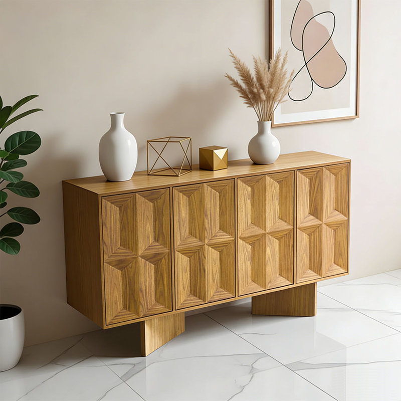 Buffet simple et spacieux, Brun orangé, H 34,25 po x l 47,24 po x P 15,74 po