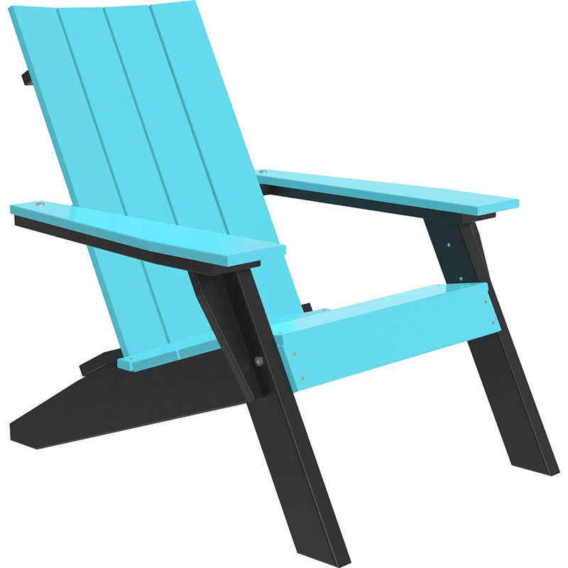 Chaise adirondack pliante en plastique Giraud, Bleu Aruba / noir