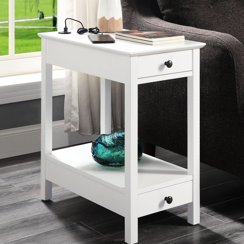 Table de rangement blanche avec 2 tiroirs et solution d'espace pour le salon
